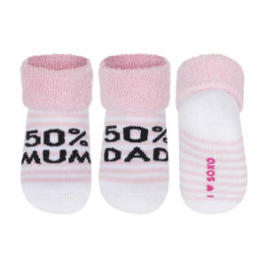Skarpetki niemowlęce różowe SOXO z napisami 