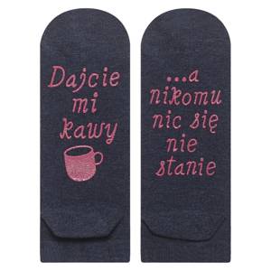 Stopki damskie ciemne SOXO z napisami śmieszne bawełniane 