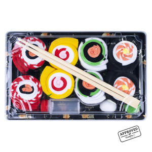 Zestaw 4x Skarpetki damskie męskie kolorowe SOXO sushi w pudełku